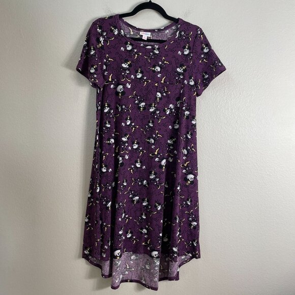 LuLaRoe Womens Small Purple Disney Minnie Mouse Short Sleeve Swing Carly Dress - Picture 1 of 9